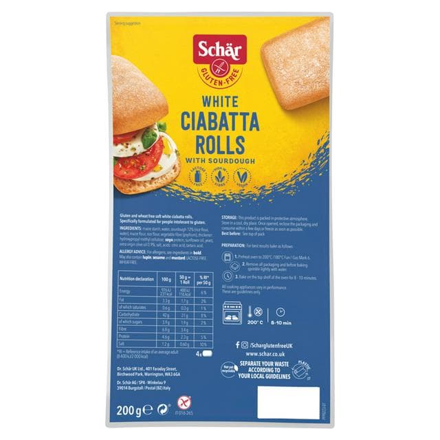 Schar Gluten Free White Ciabatta Rolls x4 - gallery image 1