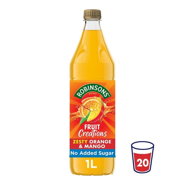 Robinsons Fruit Creations Zesty Orange & Mango Squash 1L - gallery image 1