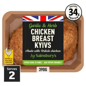 Sainsbury's Fresh British Chicken Breast Fillet garlic Kyiv x2 390g