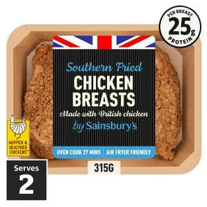 Sainsbury's Southern fried Fresh British Chicken breast fillet x2 315g