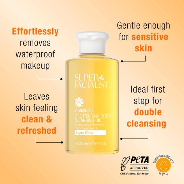 Super Facialist Vit C+ Brighten Skin Renew Cleansing Oil 200ml - gallery image 2
