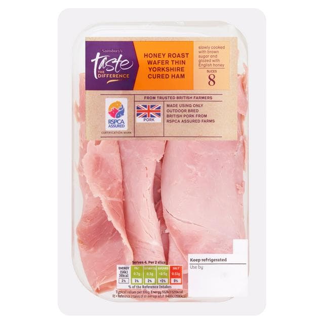 Sainsbury's Honey Roast Wafer Thin Yorkshire Cured Ham Slices, Taste the Difference x8 120g - gallery image 1