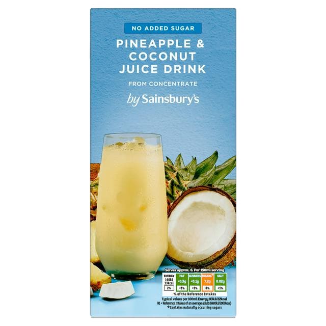 Sainsbury's Pineapple & Coconut Juice Drink, No Added Sugar 1L - gallery image 1