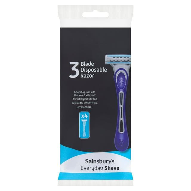 Sainsbury's Everyday 3 Blade Disposable Razor x4 - gallery image 1