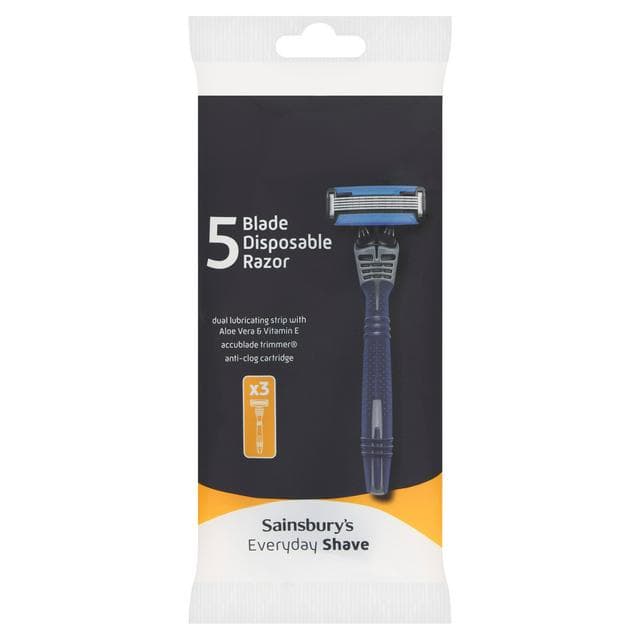 Sainsbury's Everyday 5 Blade Disposable Razor with Trimmer x3 - gallery image 1
