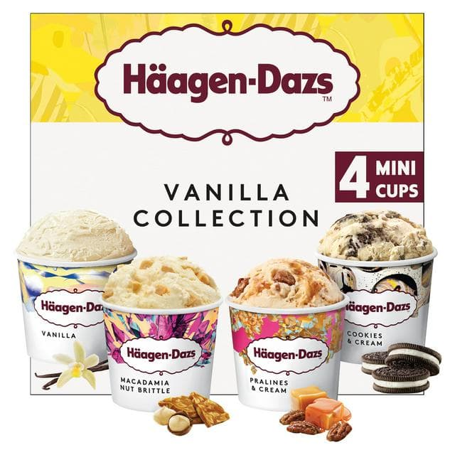 Haagen-Dazs Vanilla Collection Mini Frozen Dessert Ice Cream Tub 4x95ml - gallery image 1