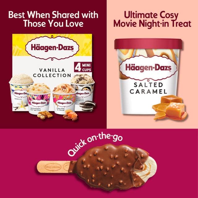 Haagen-Dazs Vanilla Collection Mini Frozen Dessert Ice Cream Tub 4x95ml - gallery image 4
