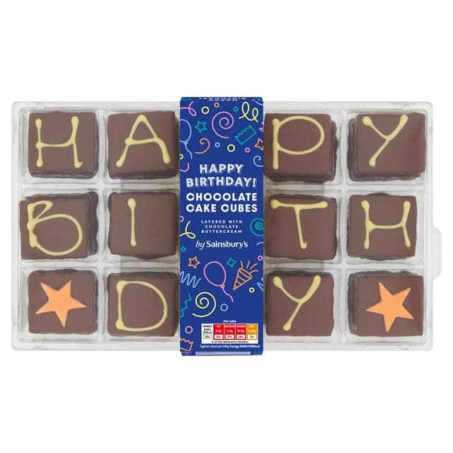 Sainsbury's Chocolate Birthday Celebration Cake Cubes 739g - gallery image 1