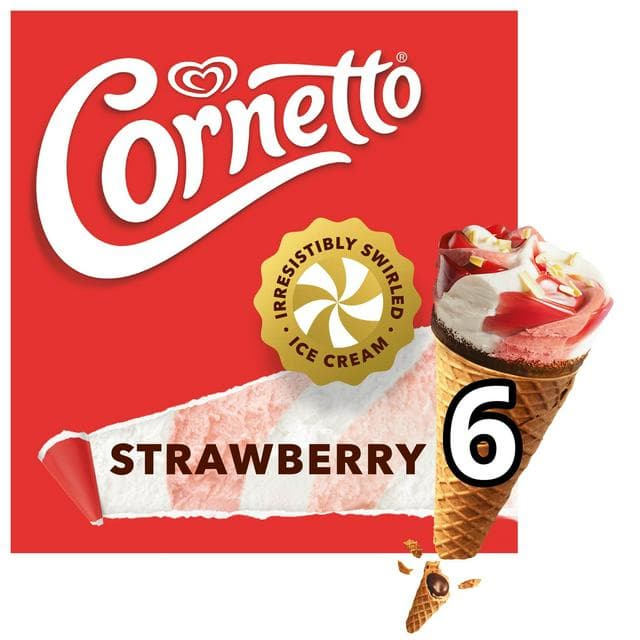 Cornetto Strawberry Ice Cream Cones 6x90ml - gallery image 1