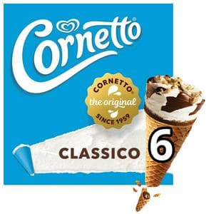 Cornetto Classico 6 x 90ml Ice Cream Cones