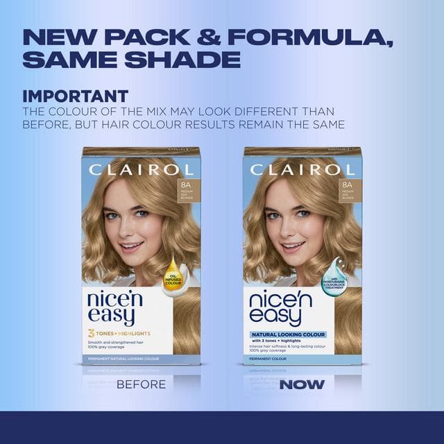 Clairol Nice'N Easy Medium Ash Blonde 8A Permanent Crème Hair Dye - gallery image 2
