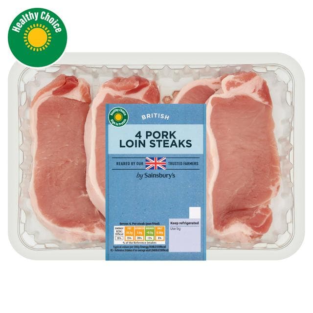 Sainsbury's British Pork Loin Steaks x4 480g - gallery image 1