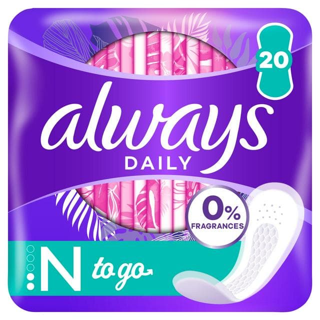 Always Dailies Singles To Go Panty Liners x 20 - gallery image 1