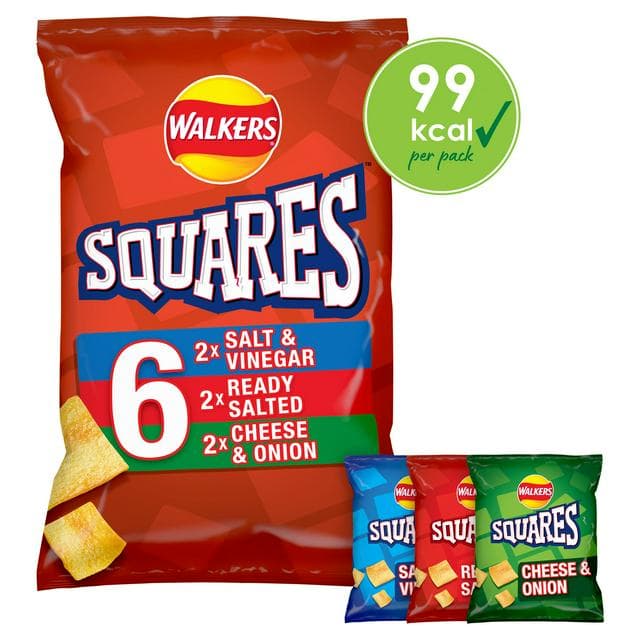 Walkers Squares Variety Multipack Crisps Snacks 6x22g - gallery image 1