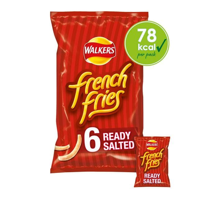 Walkers French Fries Ready Salted Multipack Crisps Snacks 6x18g - gallery image 1