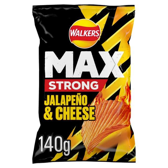 Walkers Max Strong Jalapeño & Cheese Sharing Crisps 140g - gallery image 1
