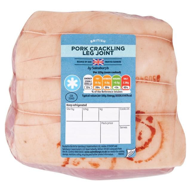 Sainsbury's British Fresh Pork Crackling Leg Joint 1kg-1.8kg - gallery image 1