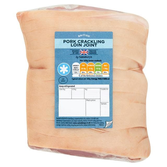 Sainsbury's British Pork Boneless Crackling Loin Joint (Approx. 1.45Kg) - gallery image 1