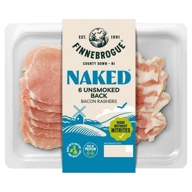 Finnebrogue Naked Unsmoked Back Bacon Rashers x6 200g - gallery image 1