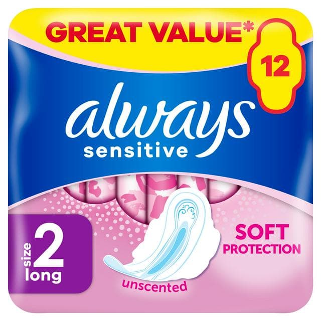 Always 12 x Sensitive Long Wings Size 2 Sanitary Towels - gallery image 1