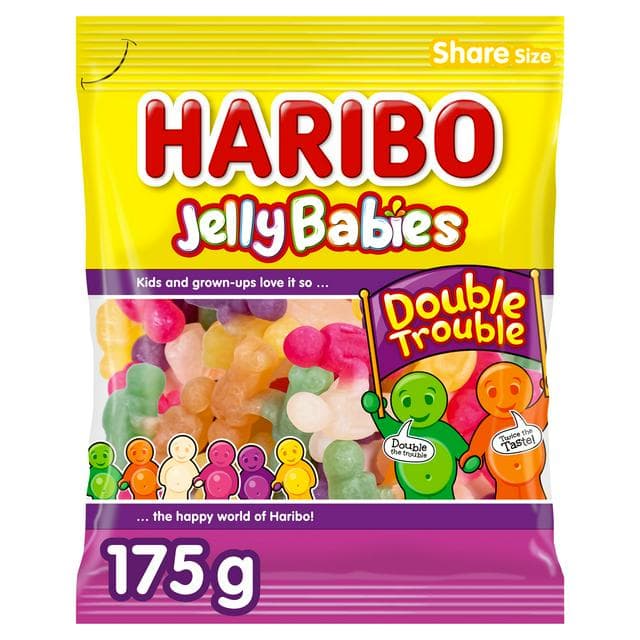Haribo Jelly Babies Double Trouble Sweets Sharing Bag 175g - gallery image 1