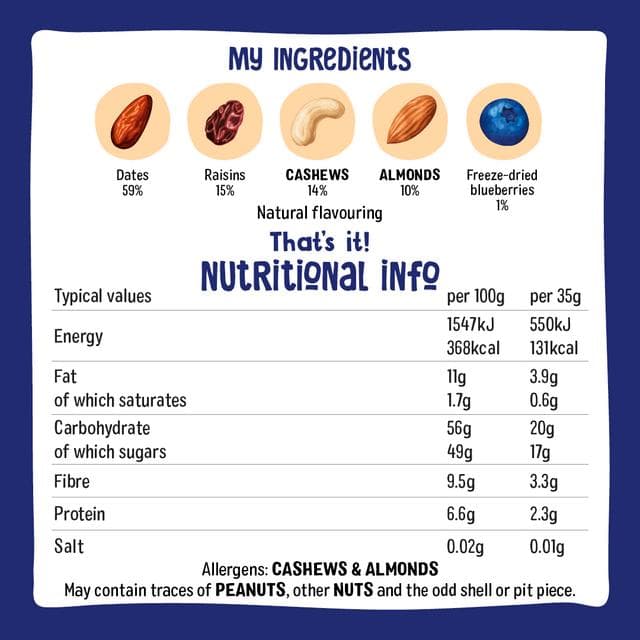Nakd Blueberry Muffin Fruit & Nut Bars 4x35g - gallery image 3