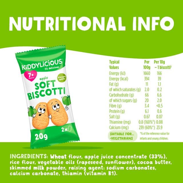 Kiddylicious Apple Soft Biscotti Baby Snacks 6x20g - gallery image 3