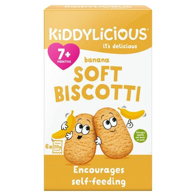 Kiddylicious Banana Soft Biscotti Baby Snacks 6x20g - gallery image 1