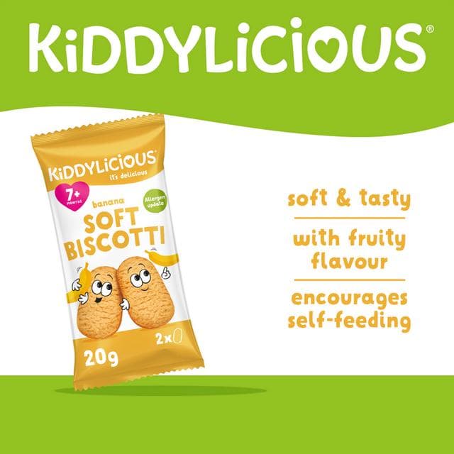 Kiddylicious Banana Soft Biscotti Baby Snacks 6x20g - gallery image 2