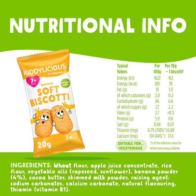 Kiddylicious Banana Soft Biscotti Baby Snacks 6x20g - gallery image 3