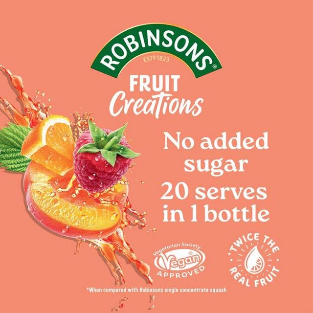 Robinsons Fruit Creations Delicious Peach & Raspberry Squash 1L - gallery image 2