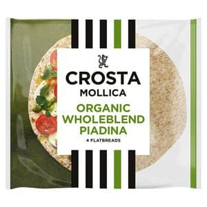 Crosta & Mollica Piadina Organic Wholeblend Italian Flatbreads Wraps x4 300g