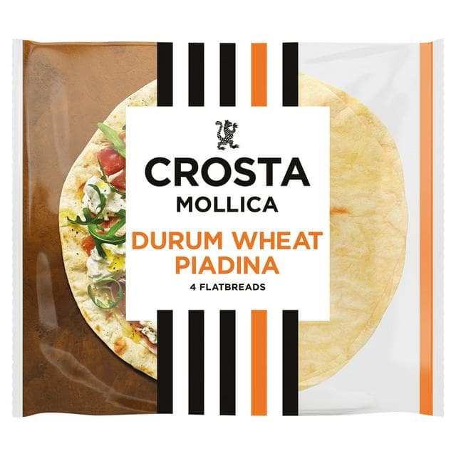 Crosta & Mollica Piadina Golden Durum Wheat Italian Flatbreads Wraps x4 300g - gallery image 1