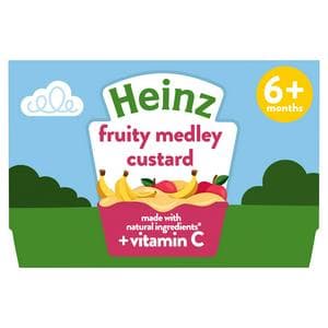 Heinz By Nature Fruity Medley Custard Baby Food Dessert Pots 6+ Months 4x100g