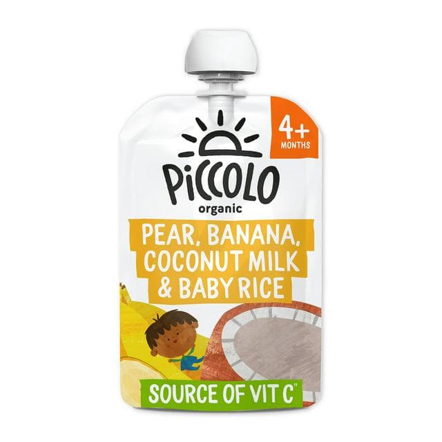 Piccolo Organic Pear Banana Coconut Milk & Baby Rice Smooth 4 Months+ 100g - gallery image 1