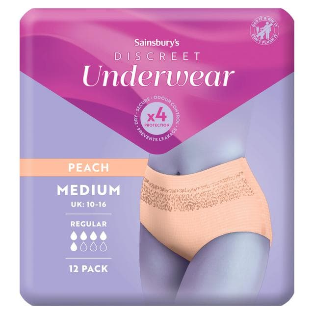 Sainsbury's Comfort Fit for Her Discreet Underwear Pants Normal Medium x12 - gallery image 1