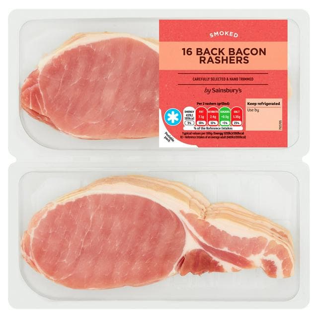Sainsbury's Smoked 16 Back Bacon Rashers 2x250g - gallery image 1