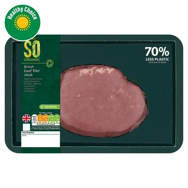 Sainsbury's 30 Days Matured British Beef Fillet Steak, So Organic 170g - gallery image 1