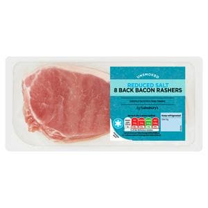 Sainsbury's Unsmoked Reduced Salt Back Bacon Rashers x8 250g
