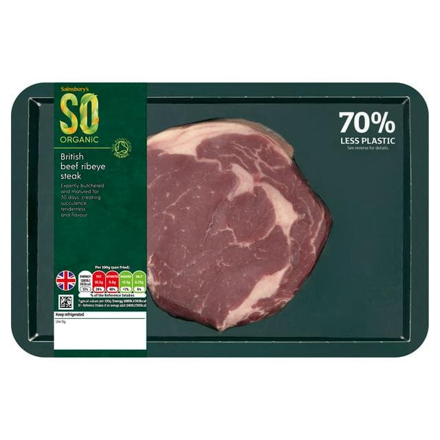 Sainsbury's 30 Days Matured British Beef Ribeye Steak, So Organic 225g - gallery image 1