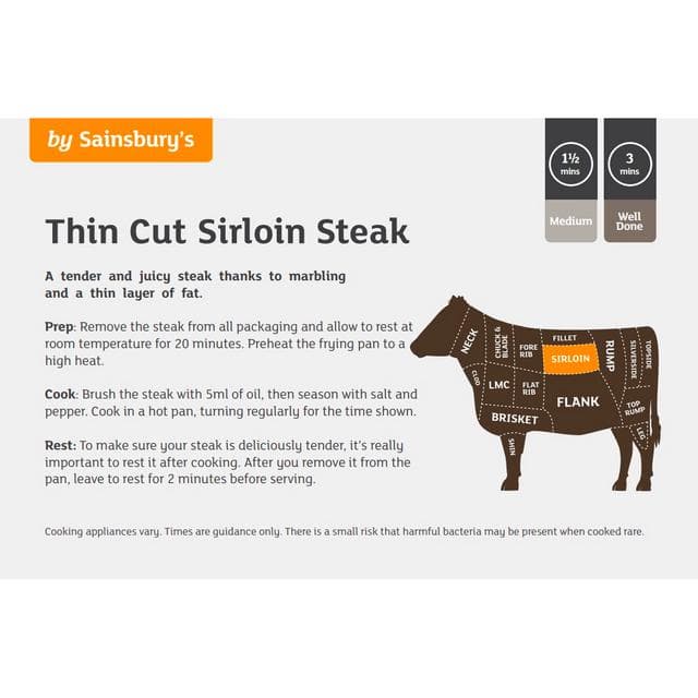Sainsbury's British or Irish 21 Day Matured Thin Cut Sirloin Steak 155g - gallery image 2