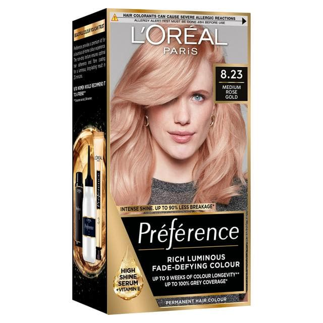 L'Oreal Paris Preference Permanent Hair Dye Santorini Medium Rose Gold Blonde 8.23 - gallery image 1
