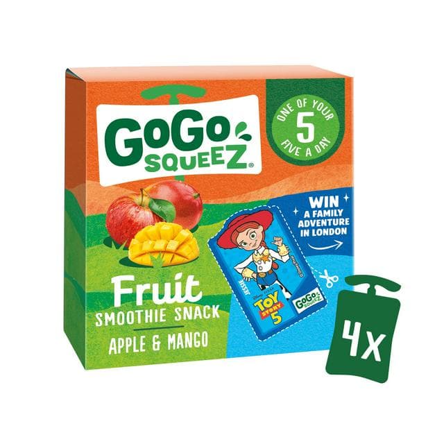 GoGo Squeez Fruit Smoothie Snack Apple & Mango 4x90g - gallery image 1