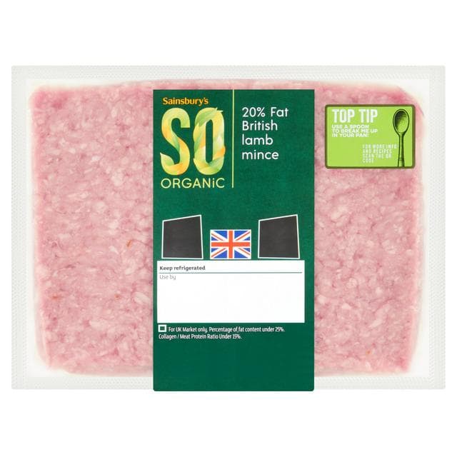 Sainsbury's 20% Fat British Lamb Mince, SO Organic 400g - gallery image 1