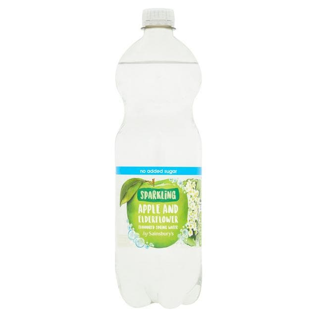 Sainsbury's Bottled No Added Sugar Sparkling Apple & Elderflower Flavoured Spring Water 1L - gallery image 1