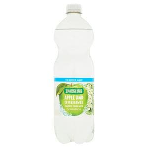 Sainsbury's Bottled No Added Sugar Sparkling Apple & Elderflower Flavoured Spring Water 1L