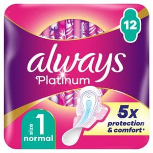Always Platinum Normal (Size 1) Sanitary Towels Wings x12