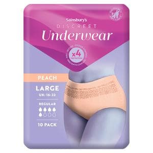 Sainsbury's Comfort Fit for Her 10 Discreet Underwear Pants Normal Large x10
