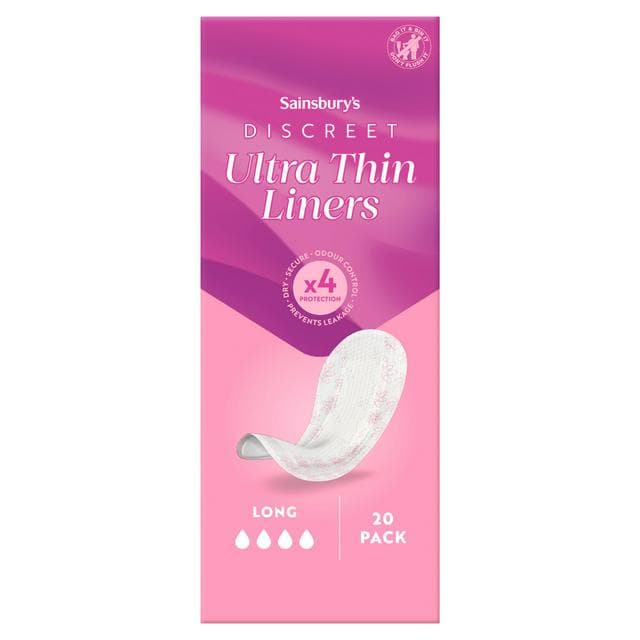 Sainsbury's Comfort Fit for Her Discreet Ultra Thin Long Women's Liners x20 - gallery image 1