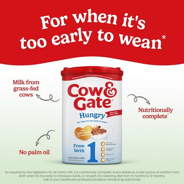 Cow & Gate Hungry Baby Milk Infant Formula Powder From Birth 800g - gallery image 2